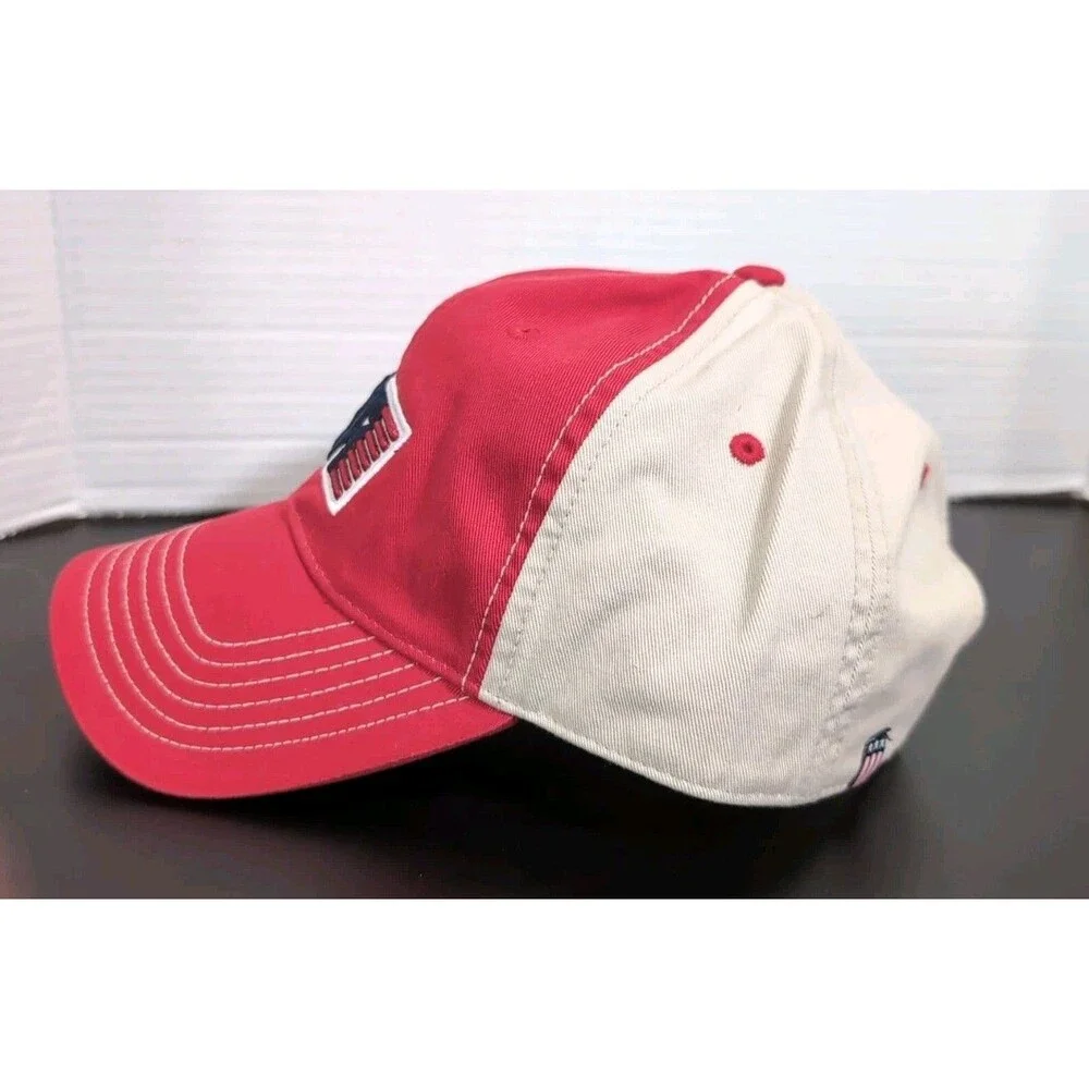 USA hat by ARIZONA JEANS CO.  RED KHAKI  FLAG  Adjustable  NWT
